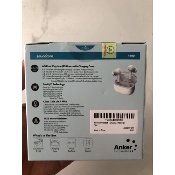 Tai nghe bluetooth soundcore r100 true wireless, 25 giờ nghe nhạc, chống nước ipx5, tích hợp 2 mic - a3981