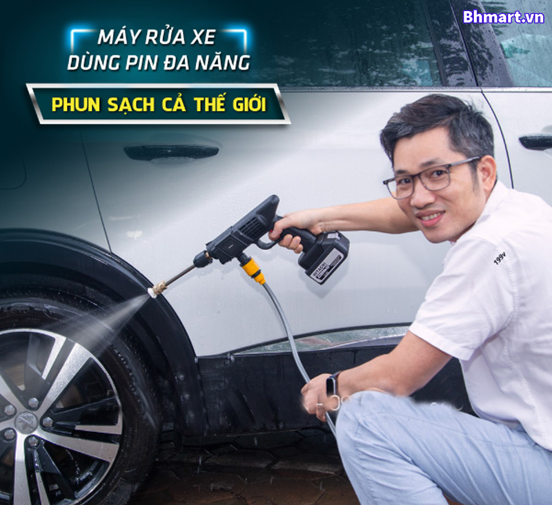 Máy Rửa Xe Cầm Tay  HITACHI 199V Áp Lực Cao,  Máy Rửa Xe Gia Đình Với 3 Chế Độ Phun Rửa Áp Lực Mạnh Mẽ Dễ Dàng Sử Dụng