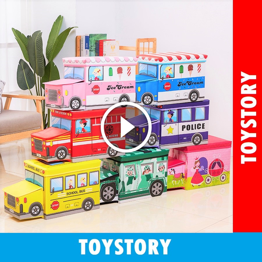 Thùng Đựng Đồ Chơi Xếp Hình Xe Ô Tô Tàu Hoả Trẻ Em Ghế Ngồi Cho Bé Toy storage box children kid cartoon train
