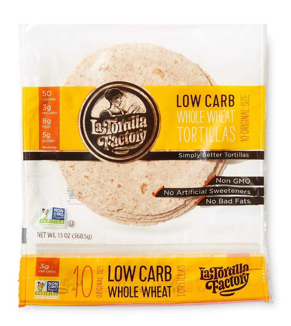 Túi 10 bánh tortillas la tortillas factory - high fiber low carb whole wheat - size chuẩn original , 10 counts, 368.5g