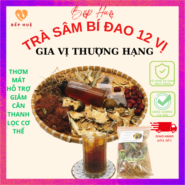 Trà sâm bí đao hạt chia 12 vị nấu nước mát giúp giảm cân, đẹp dáng đẹp da, mát gan, thanh lọc cơ thể
