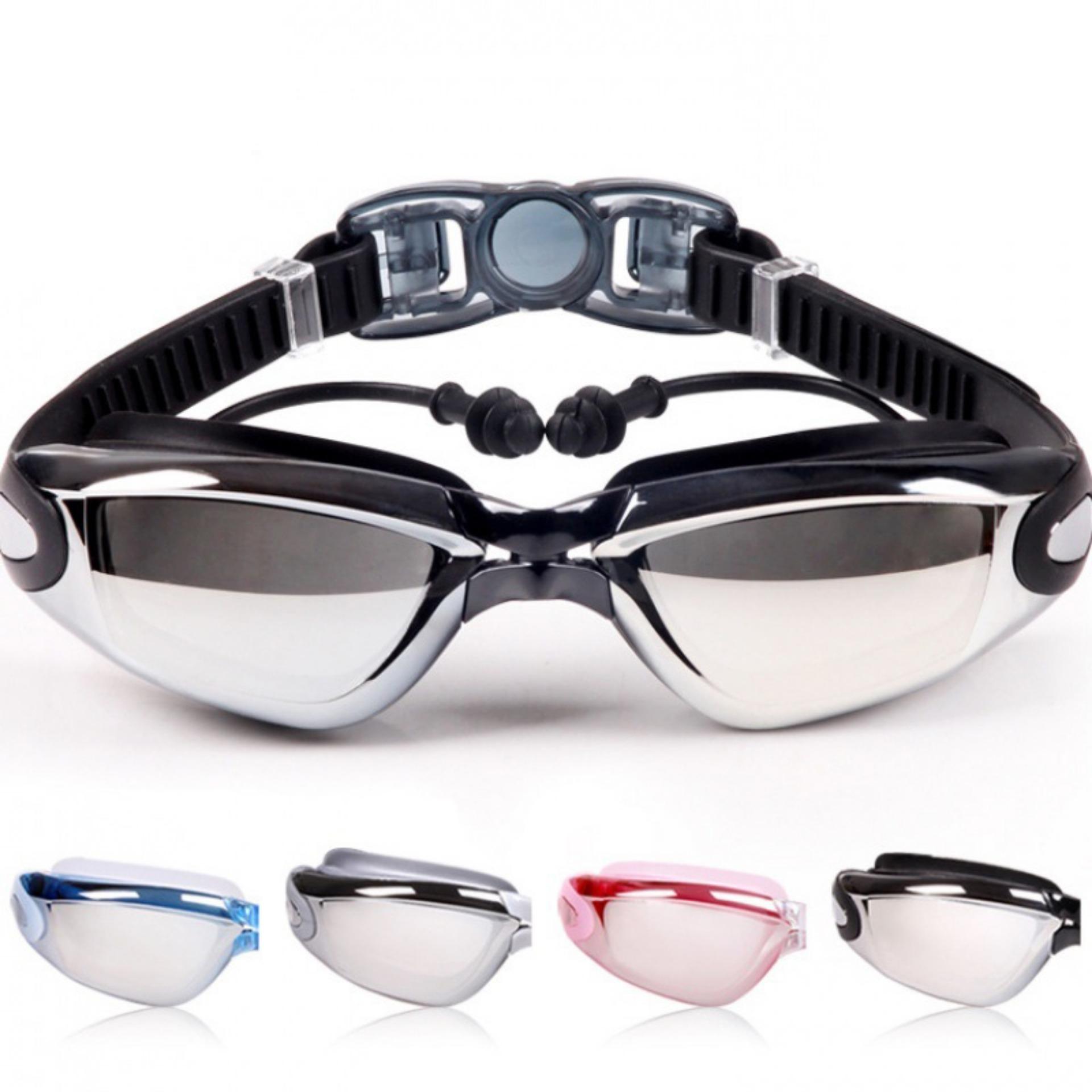 Kính Bơi, Kính Bơi Người Lớn, Trẻ Em Loại Tốt Tráng Gương Chống Lóa, Tặng Kèm Theo Bịt Tai