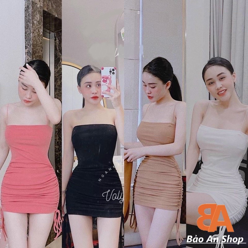 Đầm 2 dây ôm body siêu hót chất vải thun 4 chiều Free Size dưới 53kg