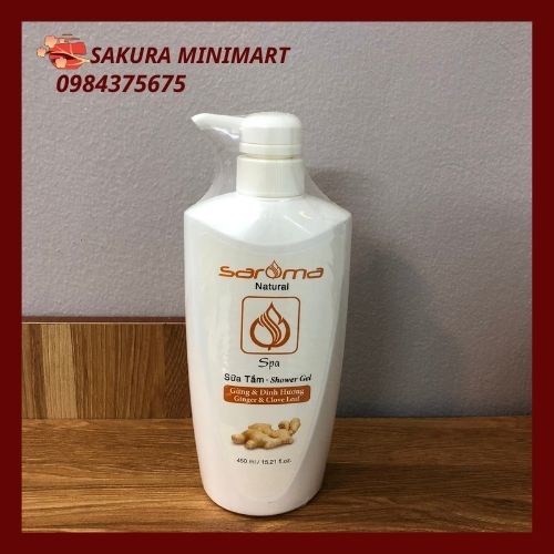 Sữa tắm gừng & đinh hương saroma natural 450ml