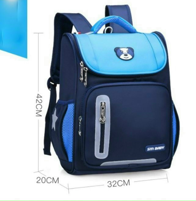 Cặp học sinh,balo chống gù lưng có phản quang và lo go hình gấu cho bé từ lớp 1 đến lớp 7