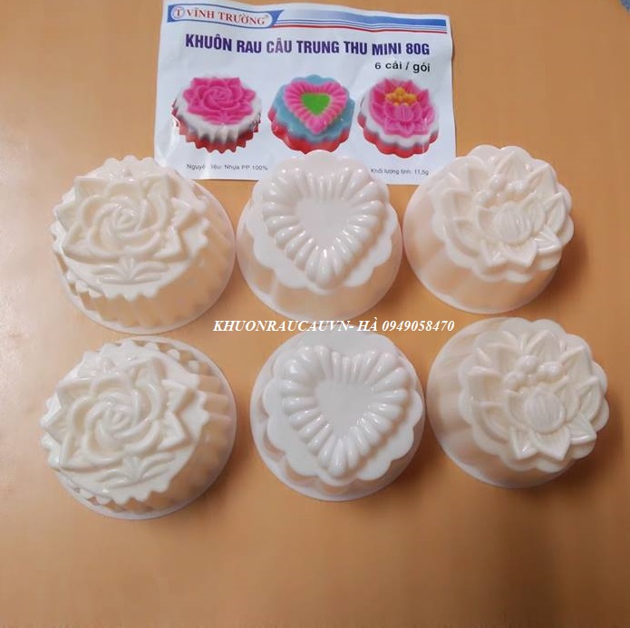 Bộ 6 khuôn thạch rau câu size nhỏ mini đường kính 7 cm (ra bánh khoảng 80g)