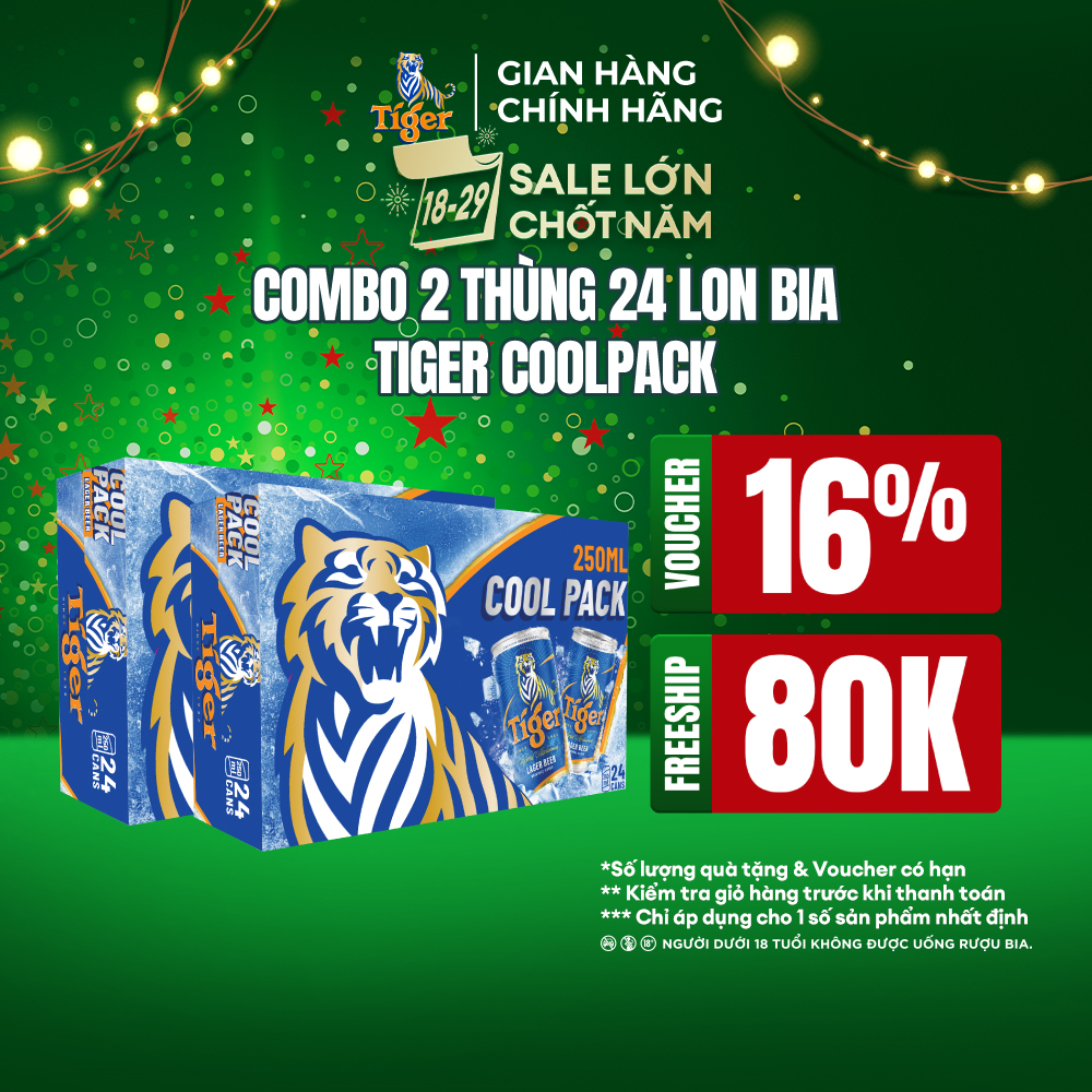  Combo 2 Thùng 24 Lon Bia Tiger Coolpack 250ml 
