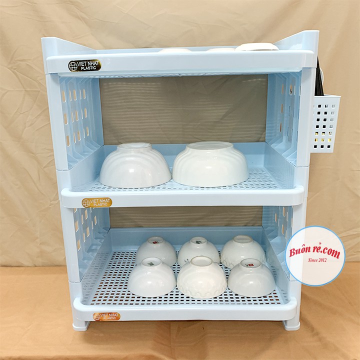 Kệ đựng chén bát ,giá úp bát đĩa 3 tầng nhựa Việt Nhật cao cấp