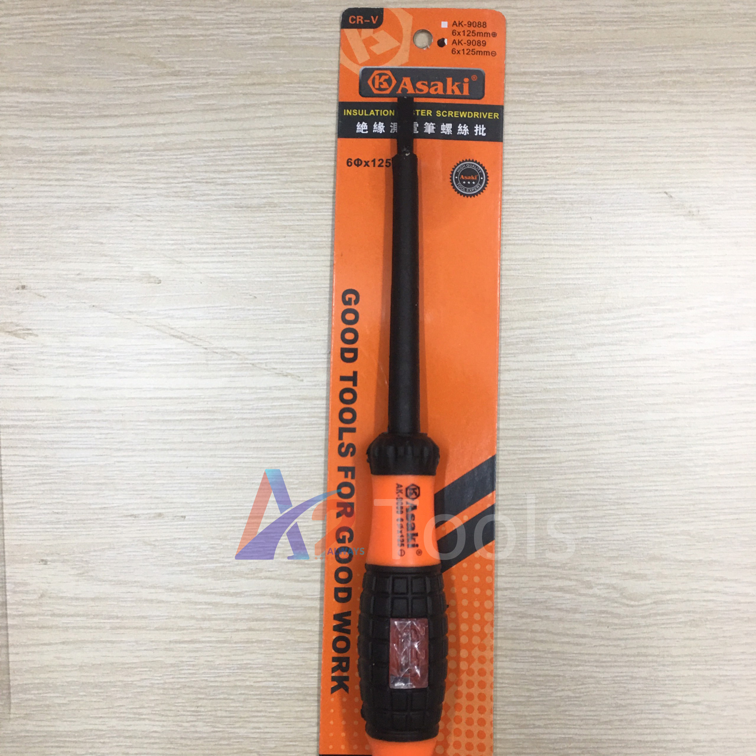 Tua vít cách điện & thử điện 6x125mm dẹp asaki ak-9089