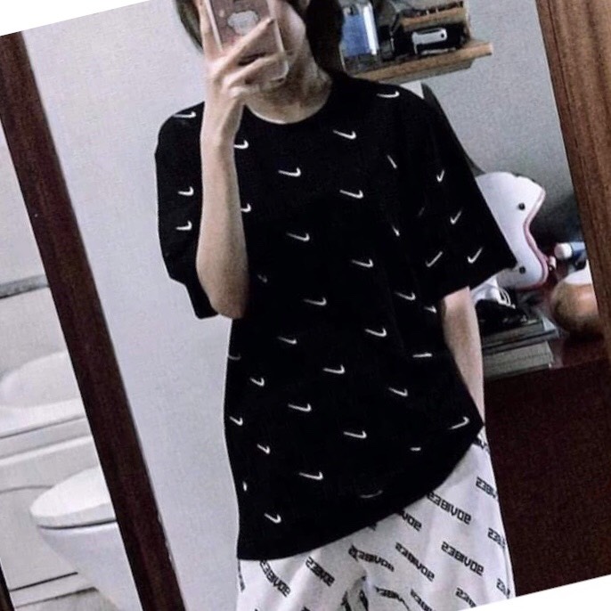 Áo thun oversize NI vảy form rộng tay lỡ thời trang unisex/ Áo cộc tay nam nữ dáng dấu quần ulzzang