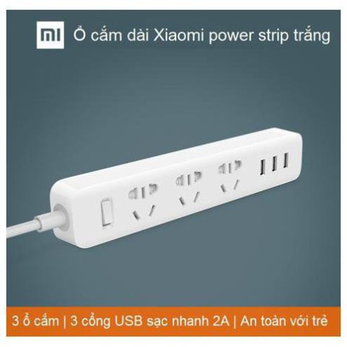 Ổ điện xiaomi mi power strip - ổ điện xiaomi mi power strip vinachi trắng 3 cổng usb dây dài 1,8m