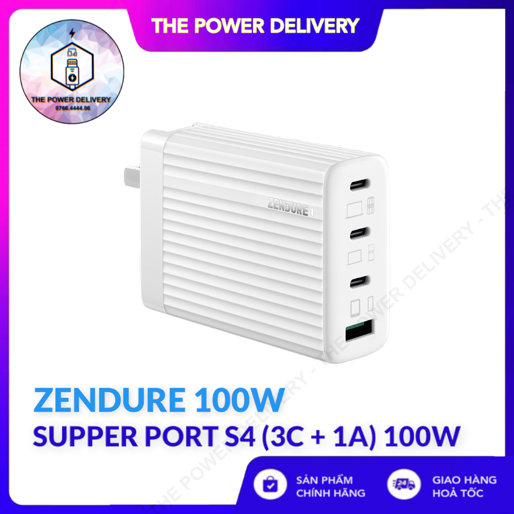 Củ sạc nhanh zendure superport s4 - 100w mã zds4p100pd - bảo hành 6 tháng
