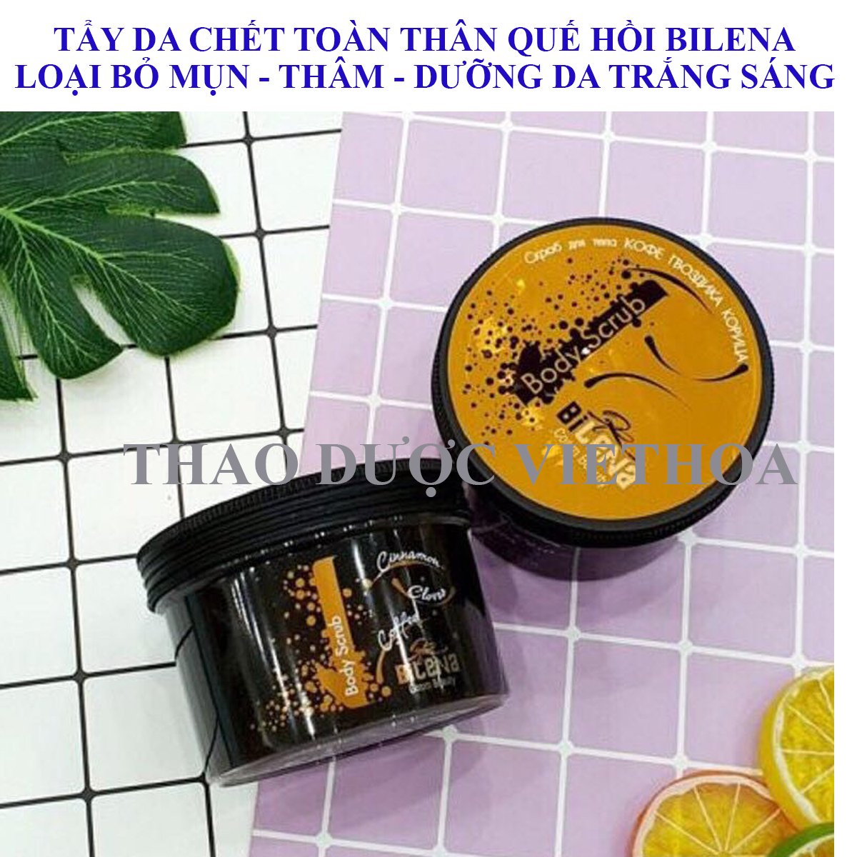 Tẩy tế bào chết toàn thân - sạch mụn - dưỡng trắng da cafe bilena 250g