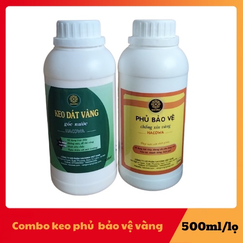 Cặp keo phủ gốc nước 500ml mỗi lọ dùng dát vàng hoa quả, thạch cao, xi măng, giấy vẽ, đồ da