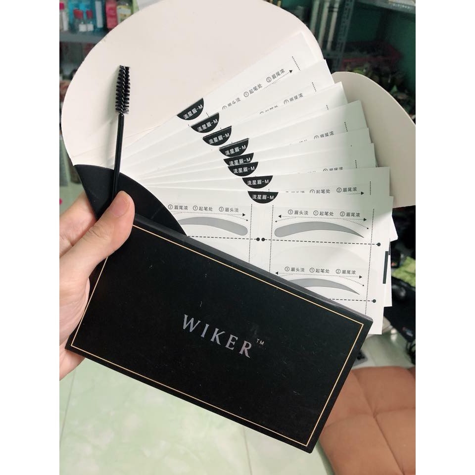 Khuân dán kẻ mày wiker- 20 bộ khuân dán tặng kèm chì phẩy mày - tặng kèm chổi chải khuân mày