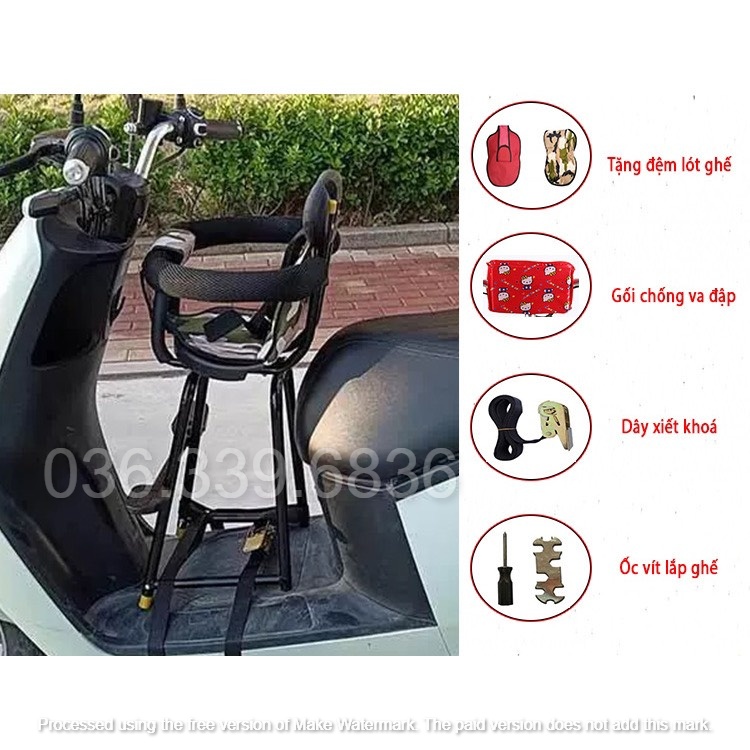 Ghế ngồi xe máy cho bé, Ghế xe máy cho bé ngồi trước xe ga, xe điện chở bé đi an toàn phù hợp Vision, SH, Lead, Vespa DT - 4