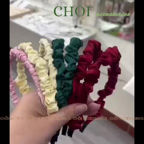 Bờm tóc vải, băng đô lụa satin nhún nữ tính phong cách Hàn Quốc - Y011