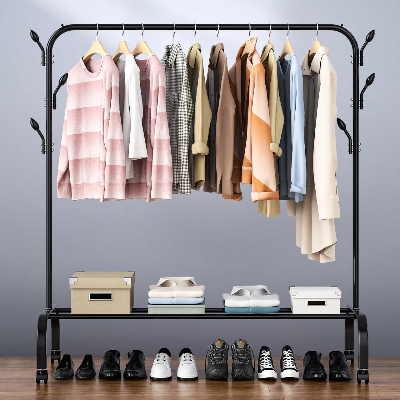 Giá Treo Quần Áo Kệ Treo Đồ 2 Khung 1 Tầng Có Bánh Xe Chất Liệu Sơn Tĩnh Điện Chiều Dài 110cm Giá Rẻ