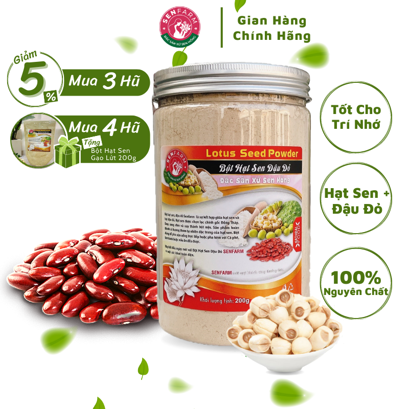Bột Hạt Sen, Đậu Đỏ nguyên chất Senfarm - Ngủ Ngon