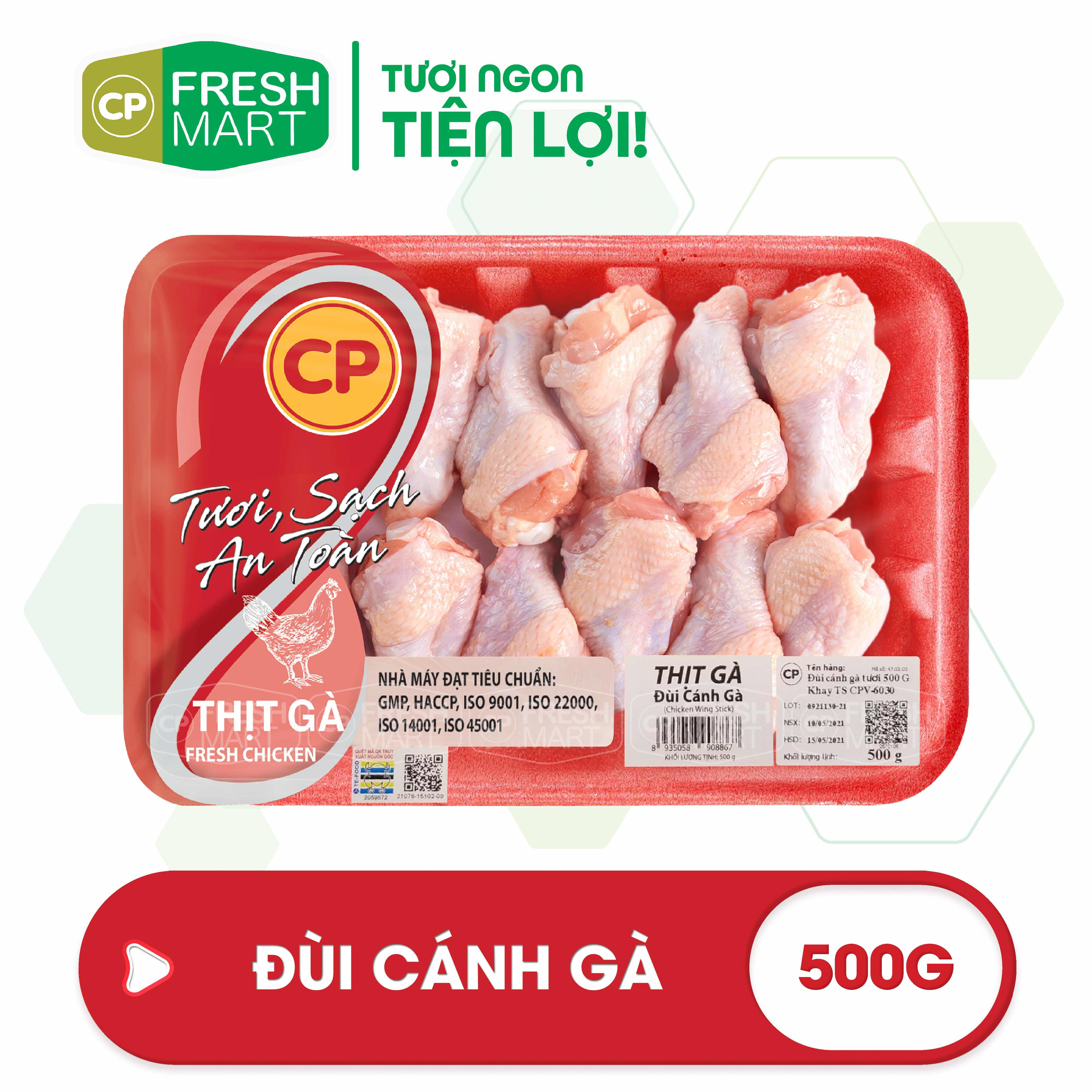 Đùi cánh gà cp 500g - thịt gà cp foods - tươi ngon tiện lợi - cp fresh mart