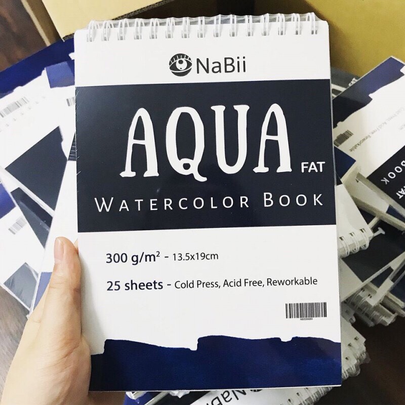 Sổ vẽ Màu Nước NaBii Aqua Fat 300gsm 25 tờ