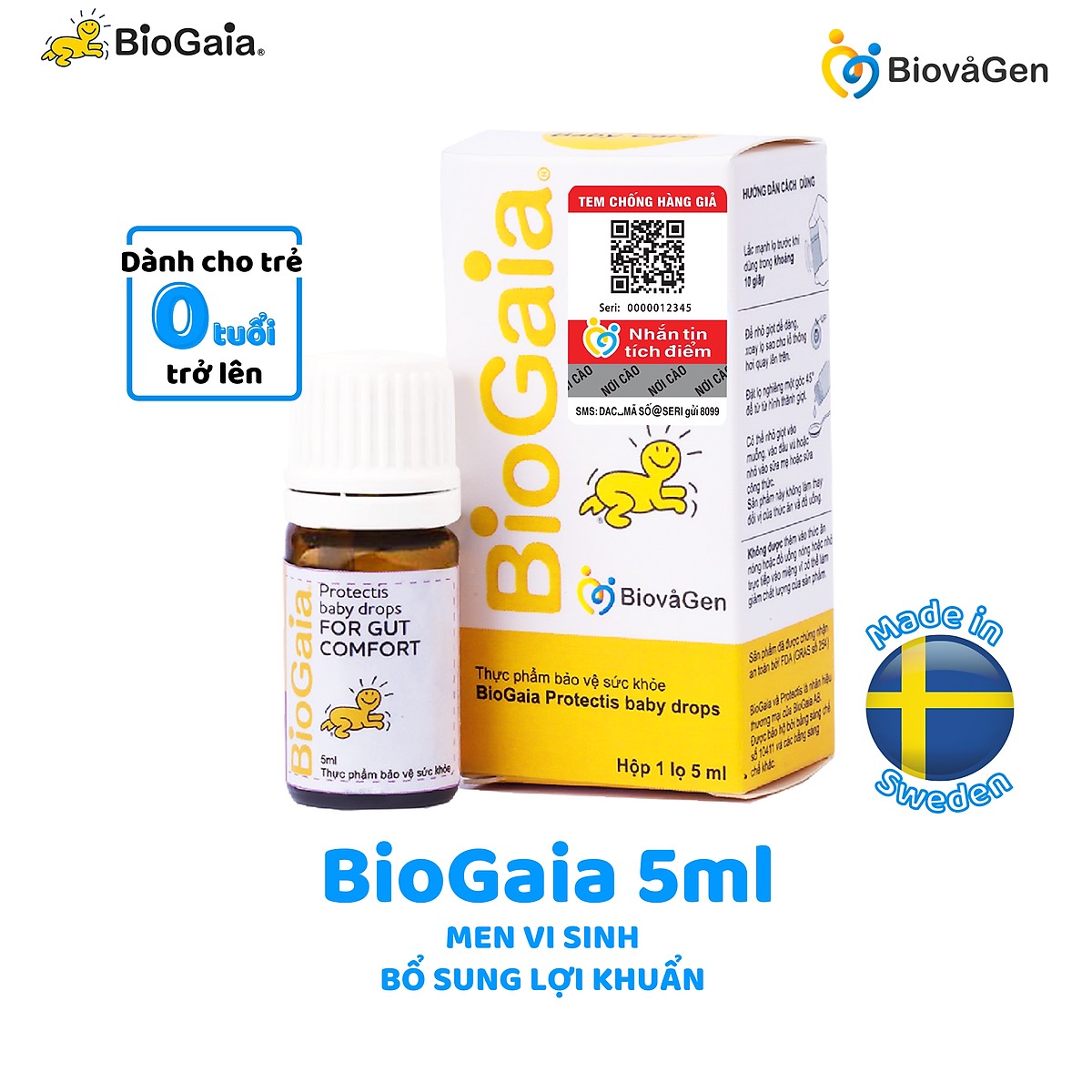 Men vi sinh Biogaia chính hãng 5ml,10ml