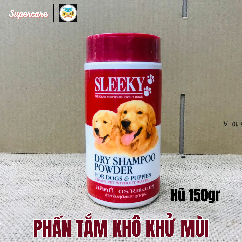 [Hoàn tiền 10%] [XẢ HÀNG Hết DATE 4/6/2023] Phấn Tắm Khô Sleeky 150gr Hương Thơm Tươi Mát Cho Chó Mèo