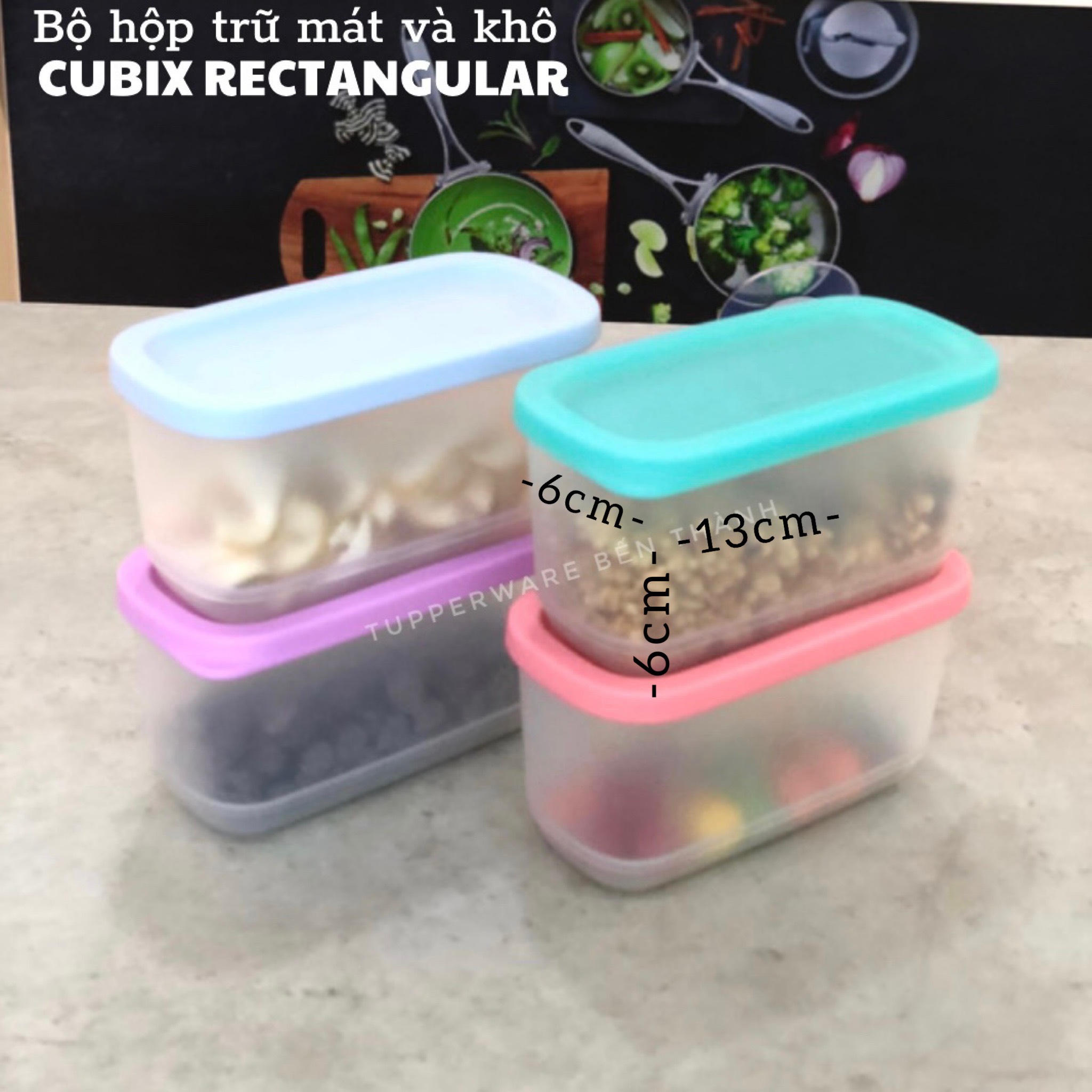 Bộ hộp mini rectangular 250ml set 4