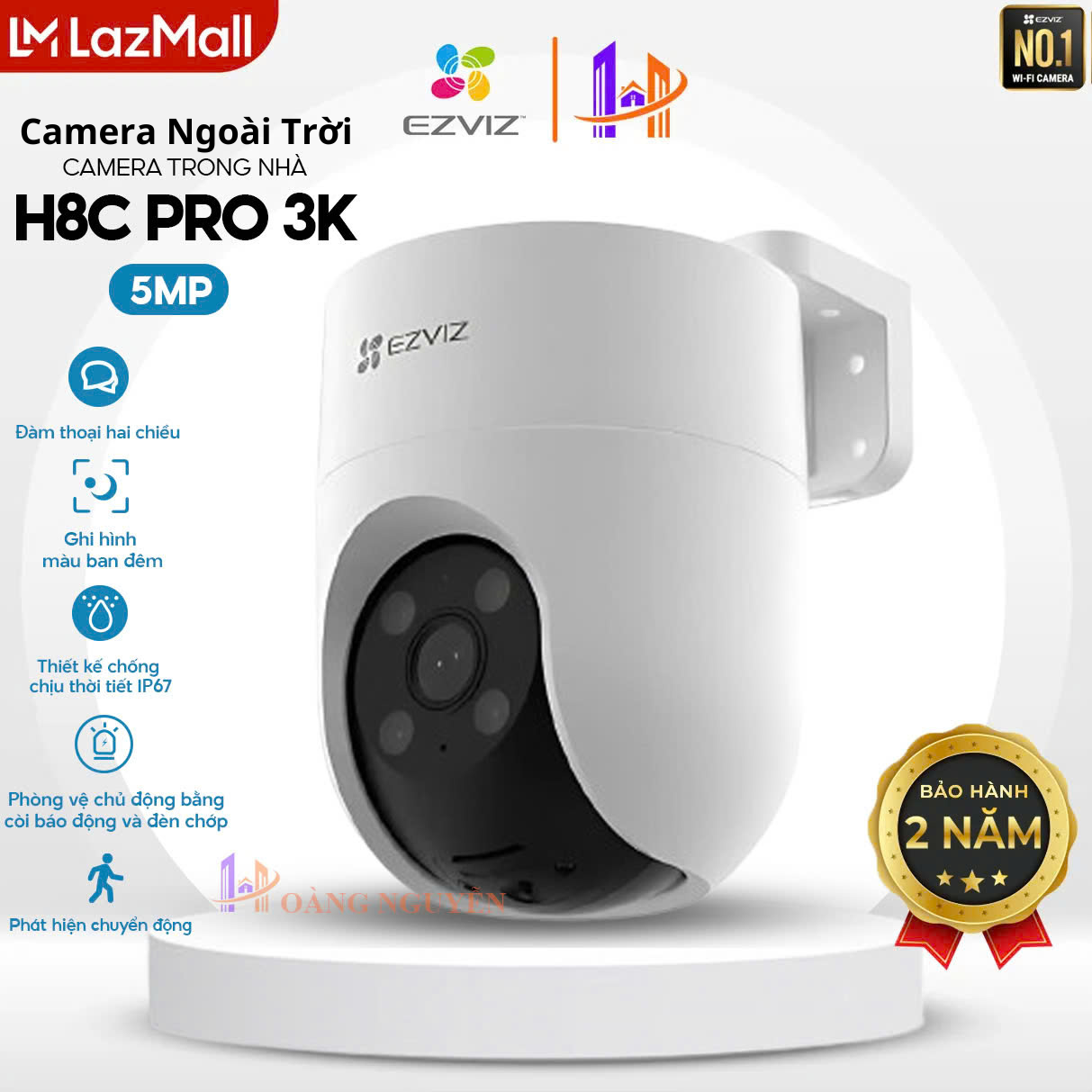 (Tặng Hộp Box Kỹ Thuật) Camera Wifi Ngoài Trời EZVIZ H8C PRO 2K 3MP | H8C PRO 3K 5MP - Quay Quét 360 Độ, Đàm Thoại 2 Chiều, Có Màu Ban Đêm