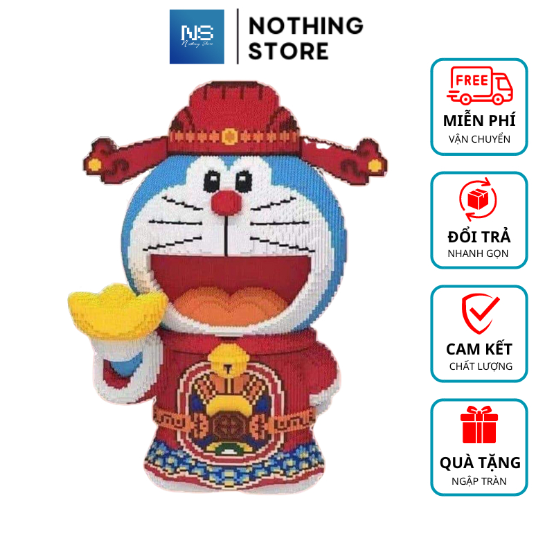 Bộ lắp ghép mô hình doraemon thần tài 40cm, lắp ghép decor trang trí