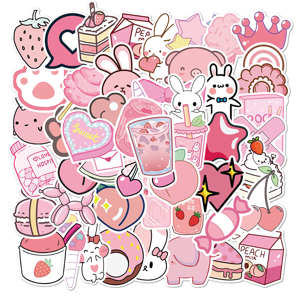 10/50 Piece Cute Pink Cartoon Fashion Cartoon Waterproof Cartoon ...