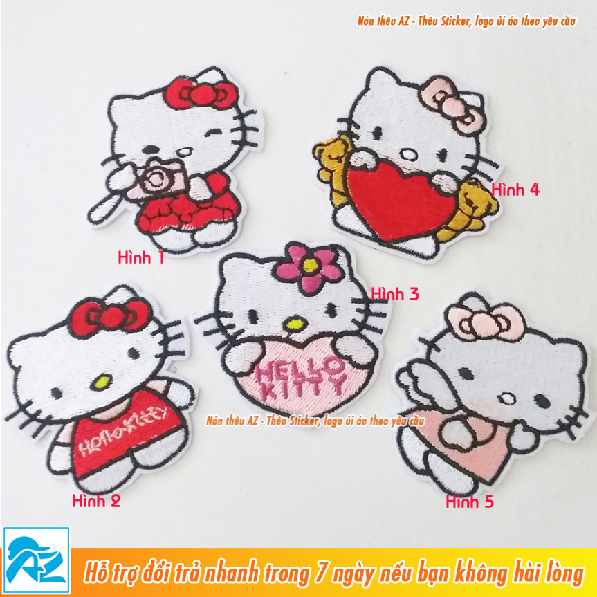 Sticker ủi thêu hình mèo Kitty dễ thương - Patch ủi vá quần áo balo S32