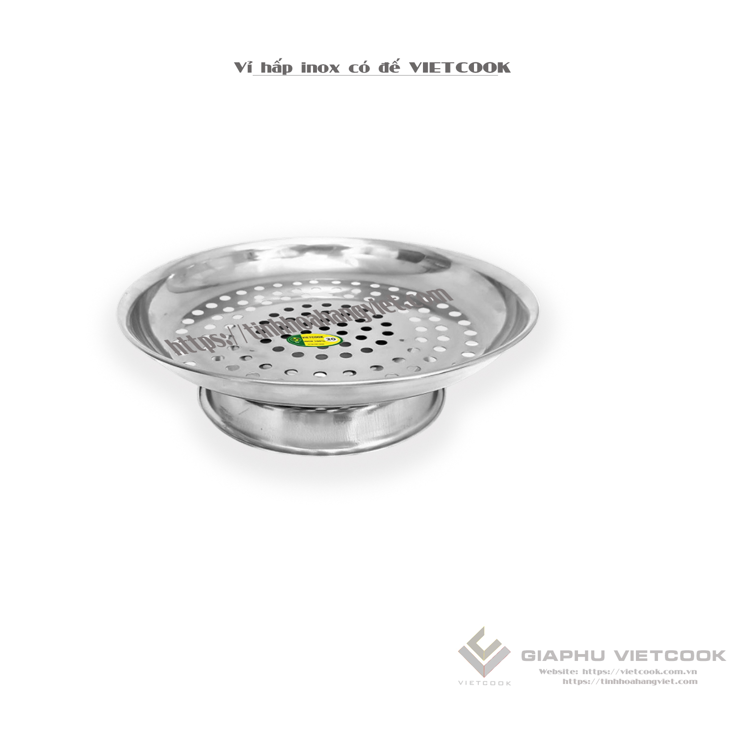 Vỉ hấp inox có đế vietcook - giữ trọn dinh dưỡng cho món ăn - đường kính 20cm, 22cm, 24cm, 26cm }
