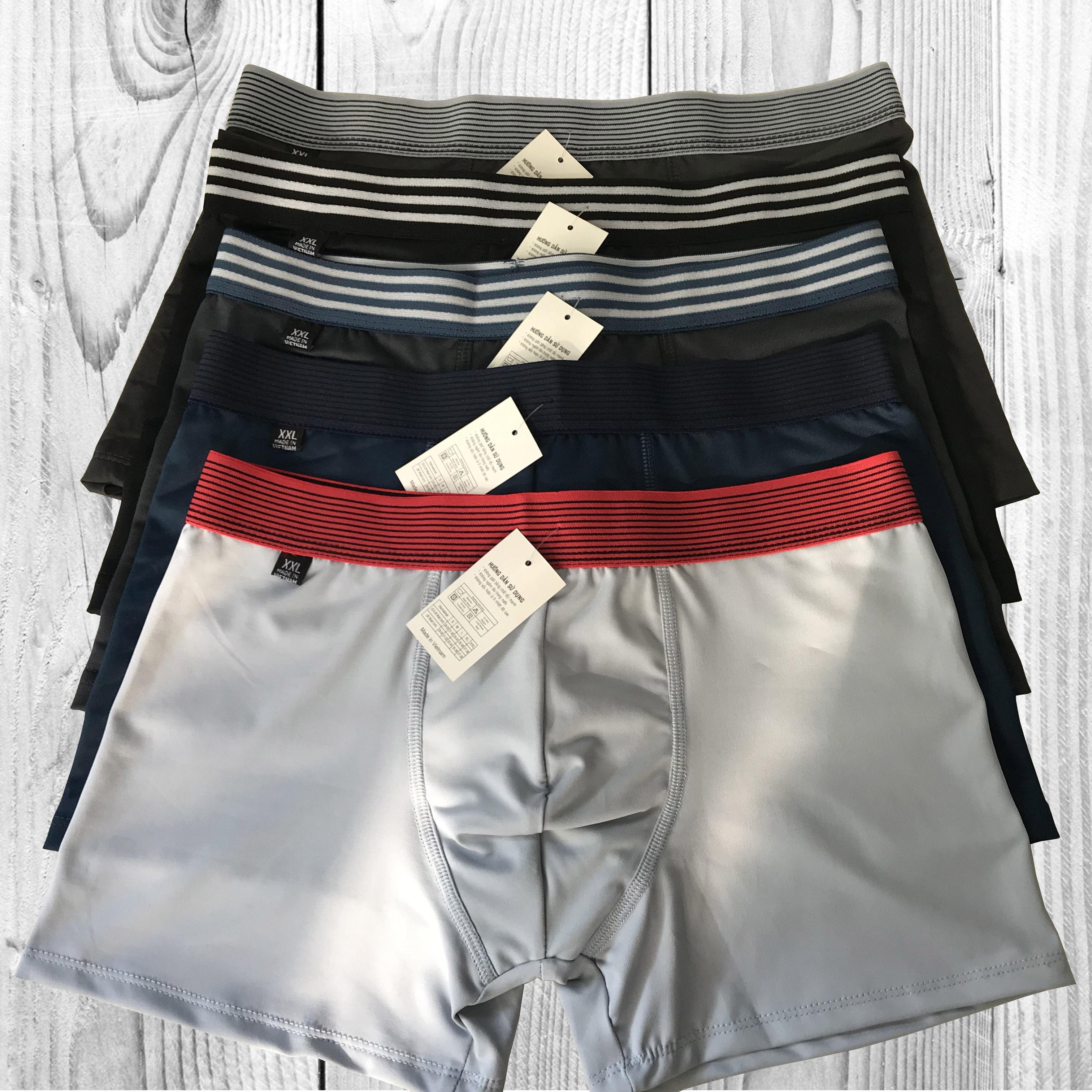 Bộ 5 cái quần lót boxer, quần sịp đùi 100% cotton co giản 4 chiều thông hơi mát mẻ giá rẻ cho nam