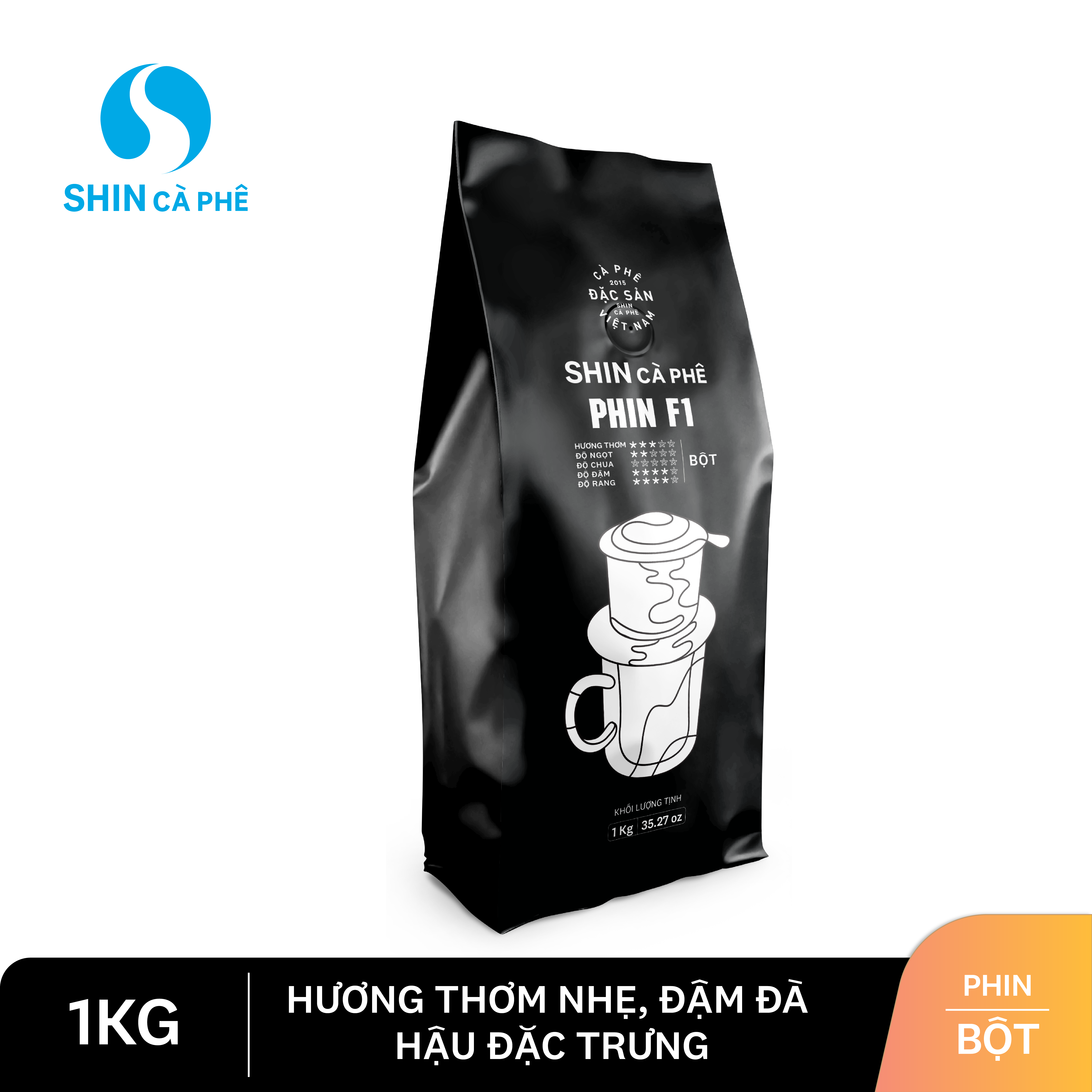 SHIN cà phê - Phin F1 1kg - Cà phê nguyên chất pha phin
