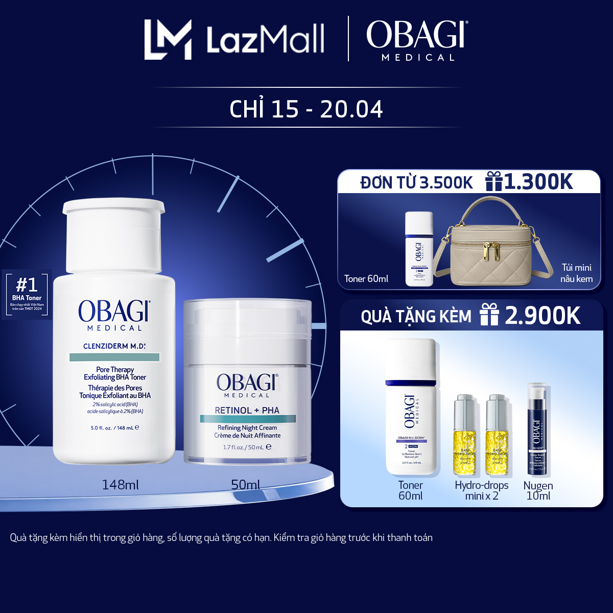 Bộ đôi Kem dưỡng tái tạo da Retinol + PHA 50ml và Toner Tẩy tế bào chết BHA 148ml