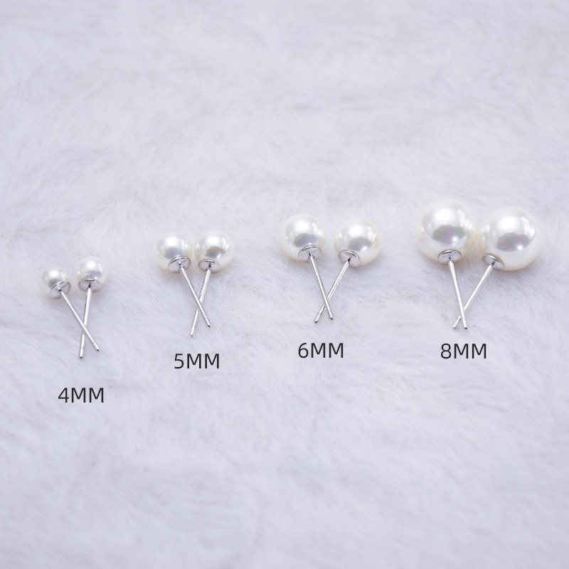 khuyên tai bạc đính hạt trai cỡ nhỏ ƞhất 4mm