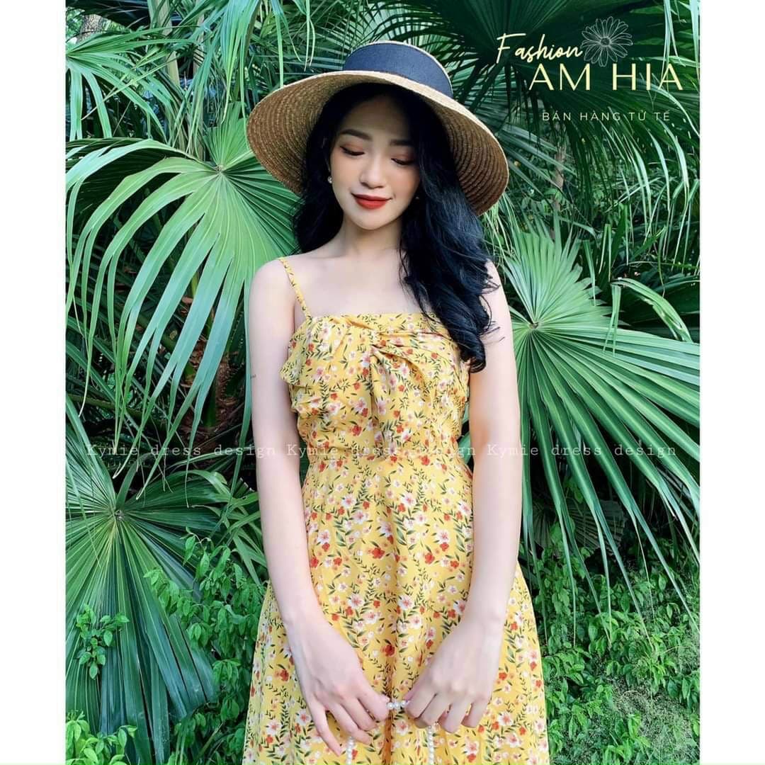 Đầm lụa 2 dây bánh bèo xinh xinh