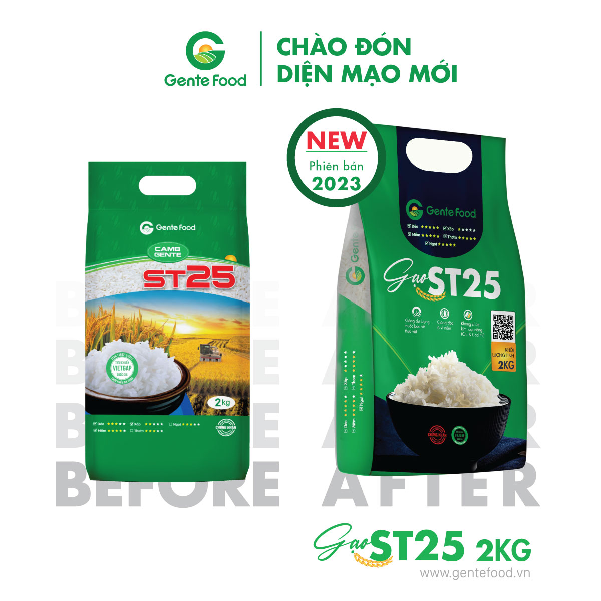 Gạo st25 gente food 2 kg - thơm ngon, dai cơm vị ngọt