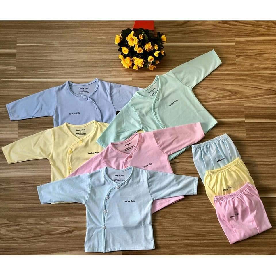 Sét 5 bộ sơ sinh dài tay cài chéo cho bé