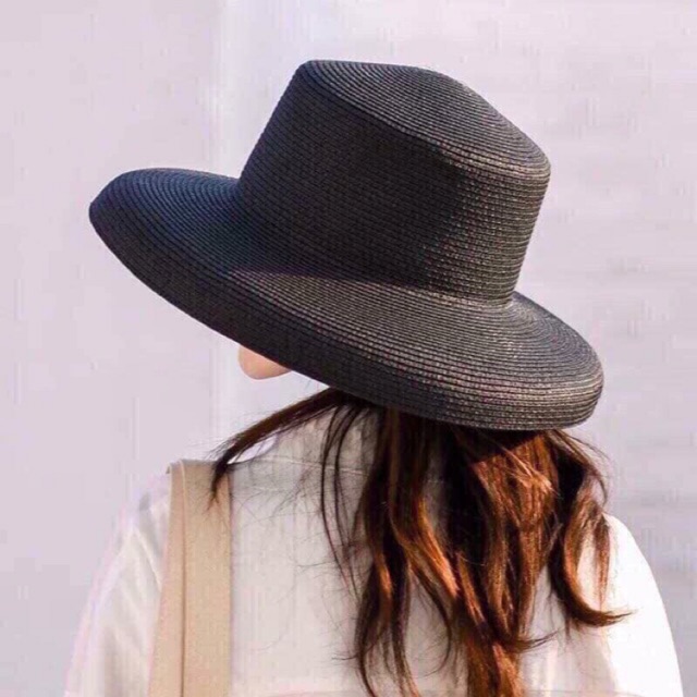 Mũ cói đi biển trơn dáng lồng đèn hội an