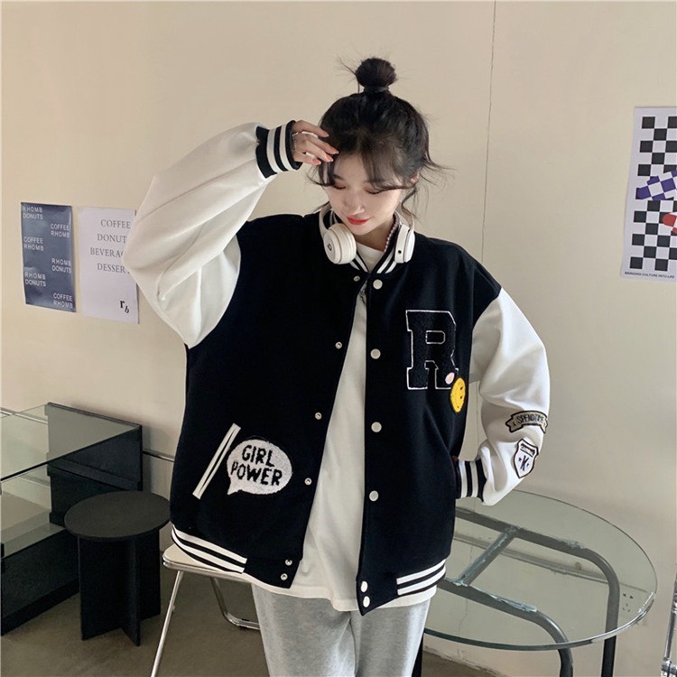 ÁO KHOÁC BOMBER R NỈ NGOẠI CAO CẤP GIRL POWER NAM NỮ-BL