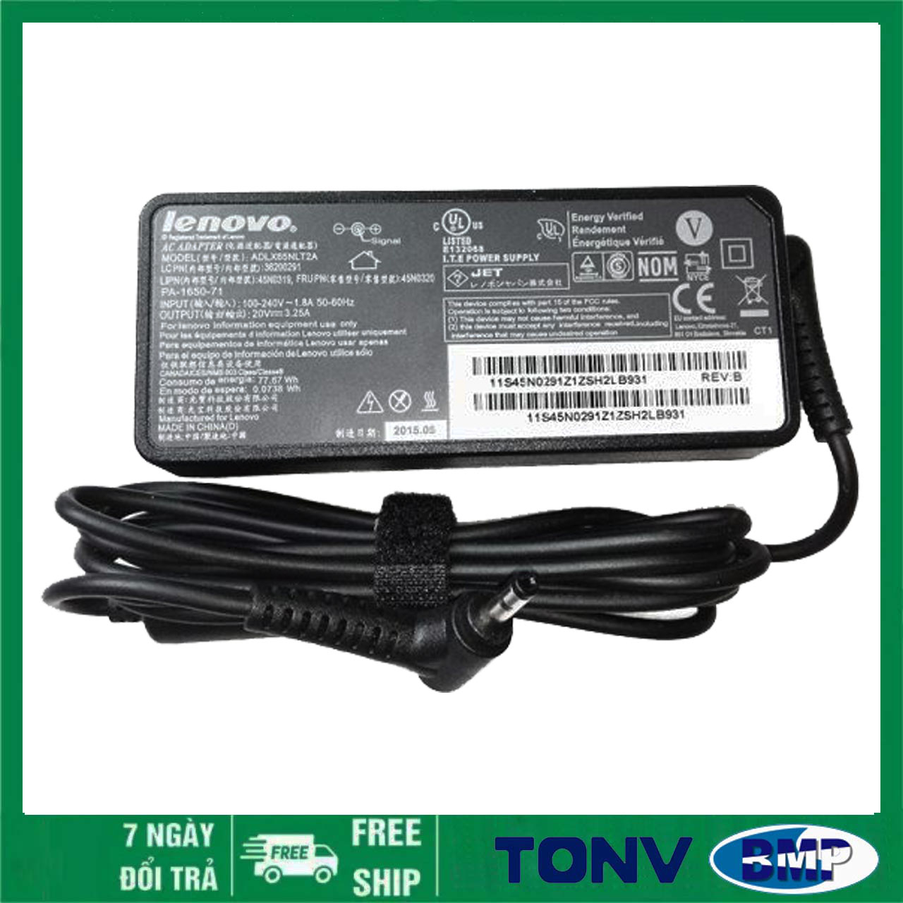 Sạc laptop lenovo ibm 20v - 3.25a đầu thường