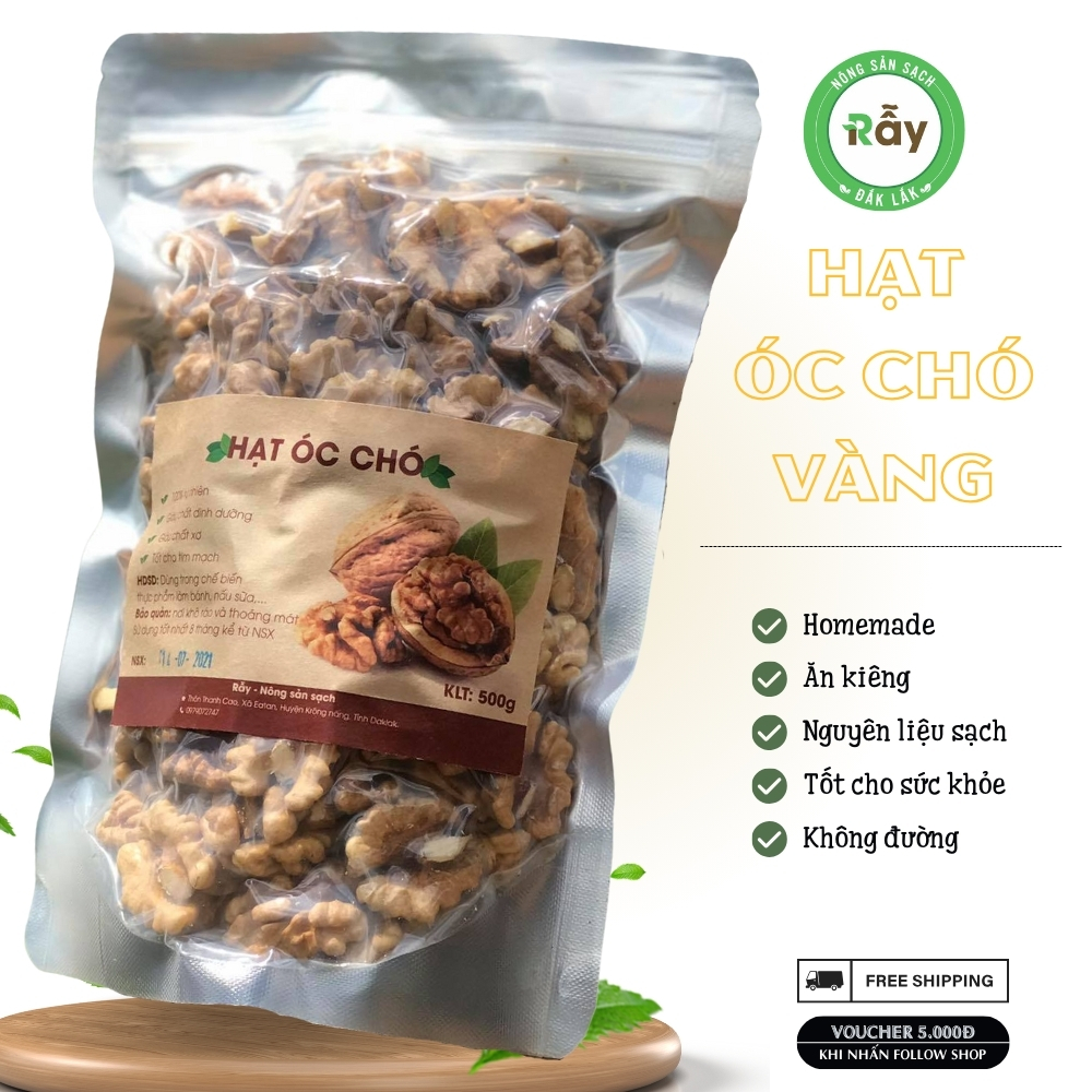 [500gram] Hạt Óc Chó nhân vàng nhập khẩu Mỹ cao cấp, hạt dinh dưỡng ăn liền ăn kiêng ăn vặt an toàn