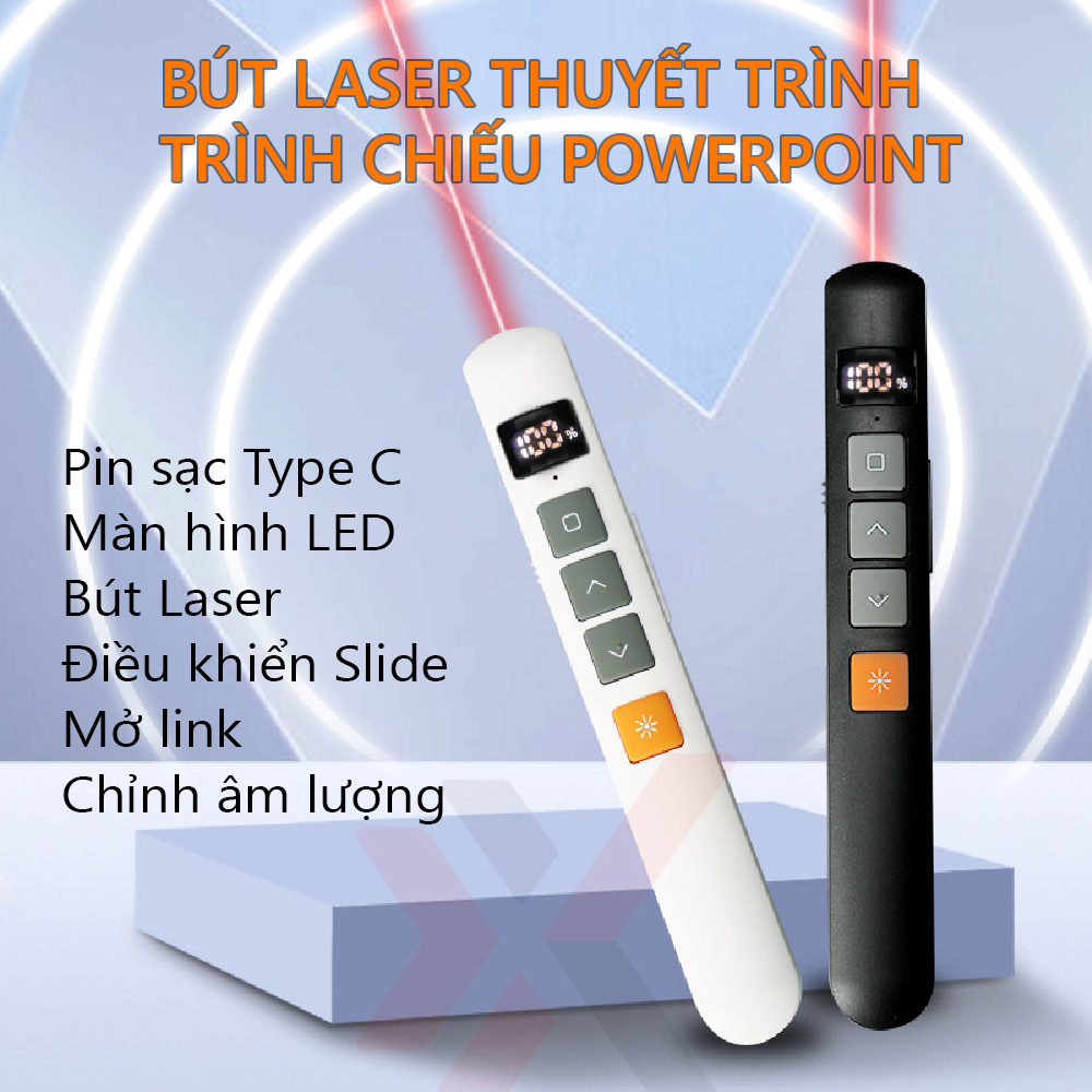 Bút Laser eXtreme LP1101 Thuyết Trình Chiếu PowerPoint | Pin Sạc Type C | Màn Hình LED | Điều Khiển Slide