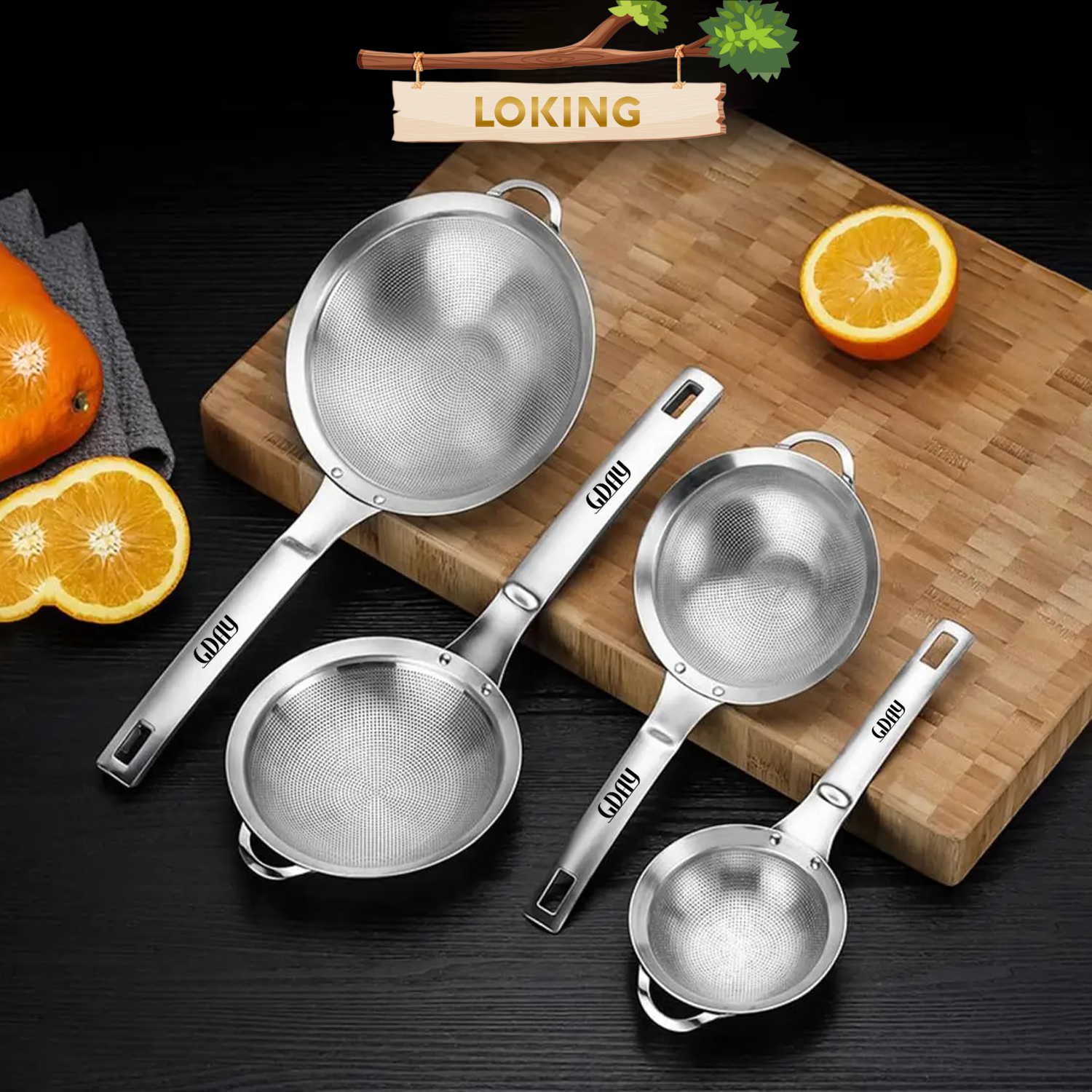 Muôi thủng, vá thủng inox 304 loại tay ngắn,muôi lưới lọc mịn, sữa đậu nành - LOKING