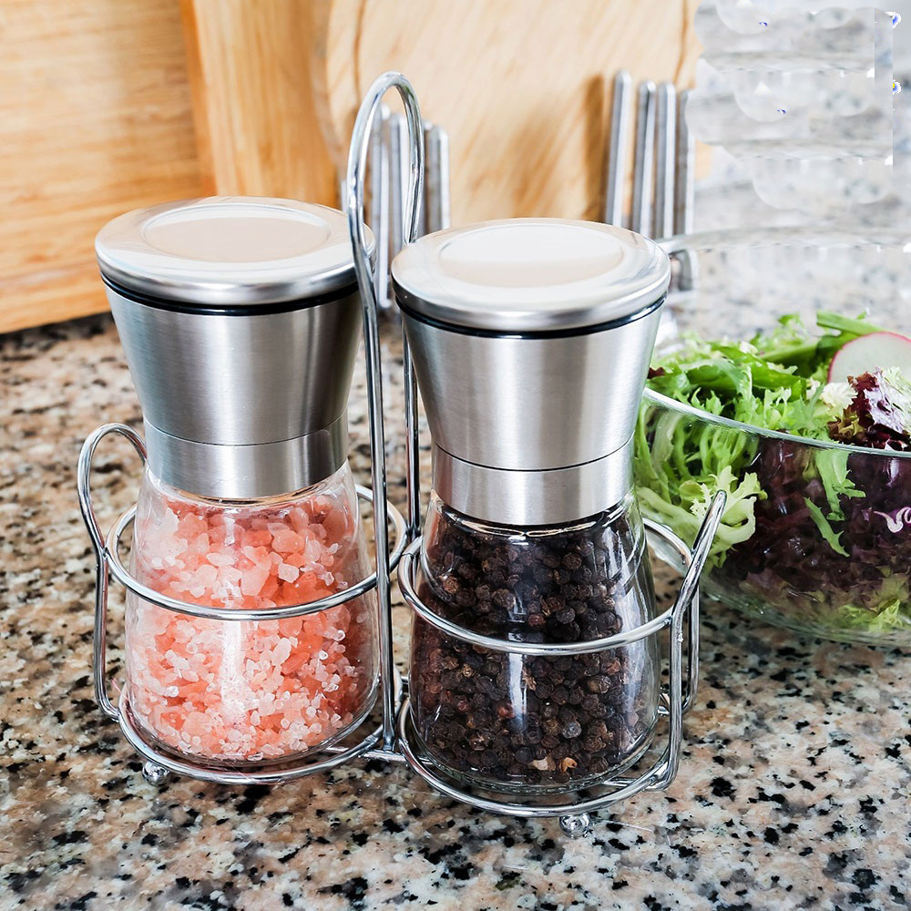 Lọ xay tiêu, Cối xay tiêu cầm tay thủy tinh, nắp chắc chắc, tiện dụng và thông minh, Dụng cụ xay tiêu thủy tinh đa năng cầm tay, máy xay tiêu mini, hũ xay tiêu, bình đựng hạt tiêu