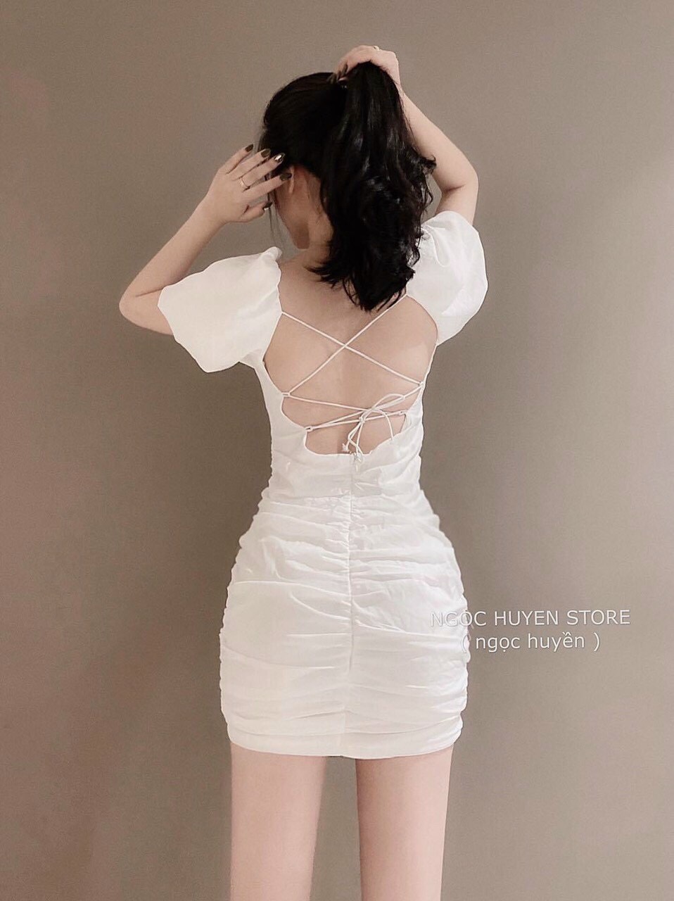 Đầm body nhún chun sau lưng hở đan dây cực sexy quyến rũ, chất kate dày mịn, ttmtb