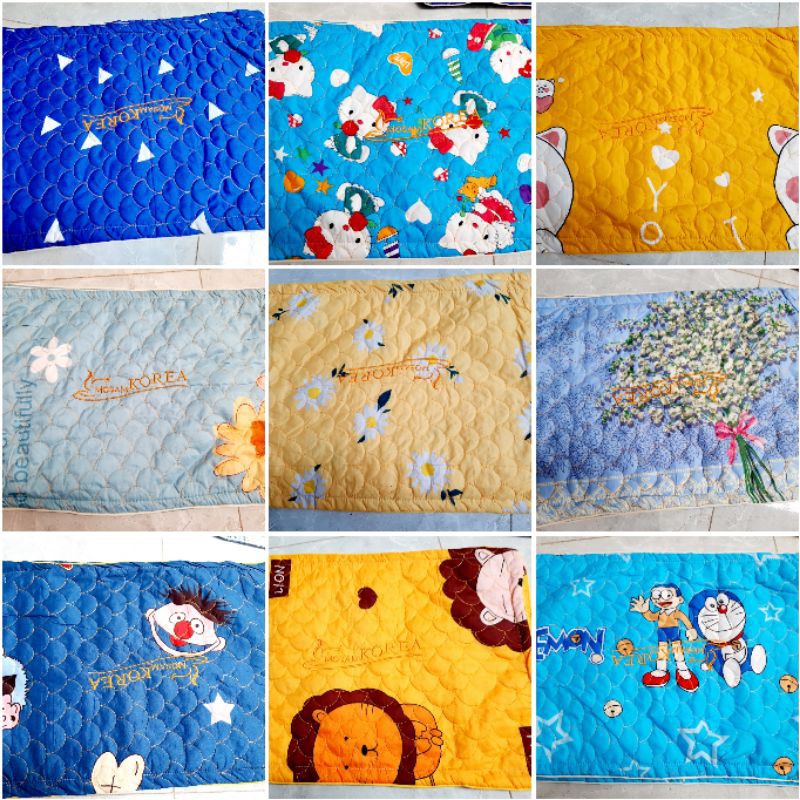 Vỏ gối nằm cotton poly thêu chần bông nhiêu mau