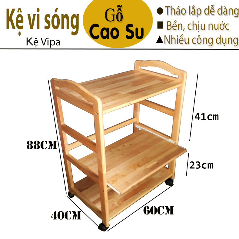 [HCM]Kệ để lò vi sóng 3 tầng rộng 60cm (Tự nhiên)